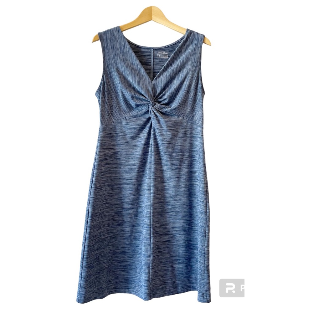Eddie Bauer Travex Dress Women’s Blue Heathered Athleisure Aster Tie the Knot
